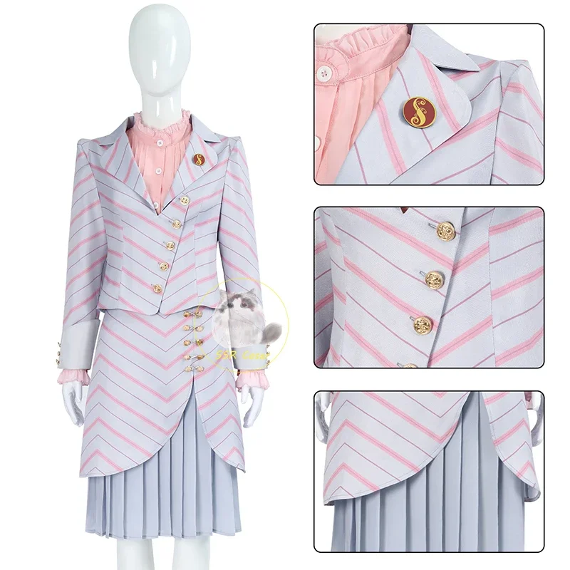 Movie Wicked Cosplay Witches Glinda Elphaba Clothes Cosplay Costumes Glinda Pink School Uniform Suit Clothes for Halloween Party