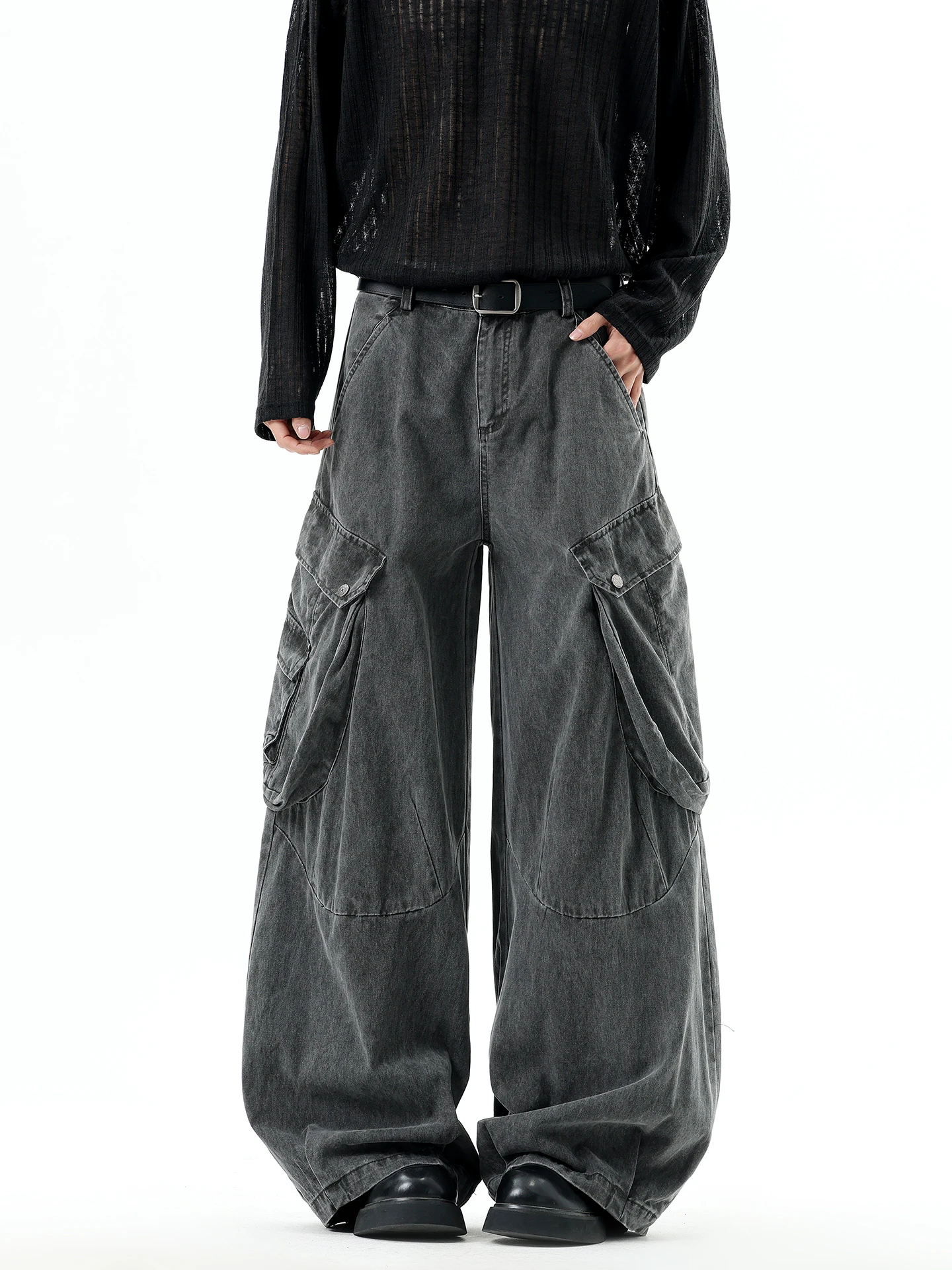 

Boyue Vintage Decosition Multi-ket Wide Leg Jeans Casual Workwear Hip Hop Streetwear Men's Women's Knife Jeans