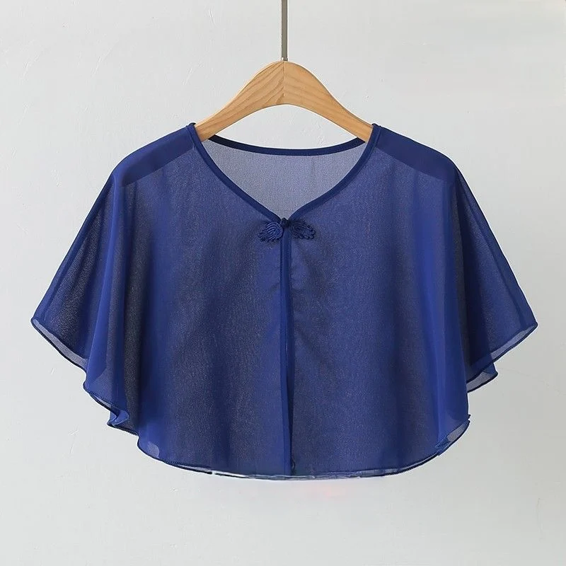Women Sun Clothes Summer Cape Chiffon Cardigan Female Camisole Skirt Outer Layer Cover Gauze Top Waistcoat Loose Sunscreen Shawl
