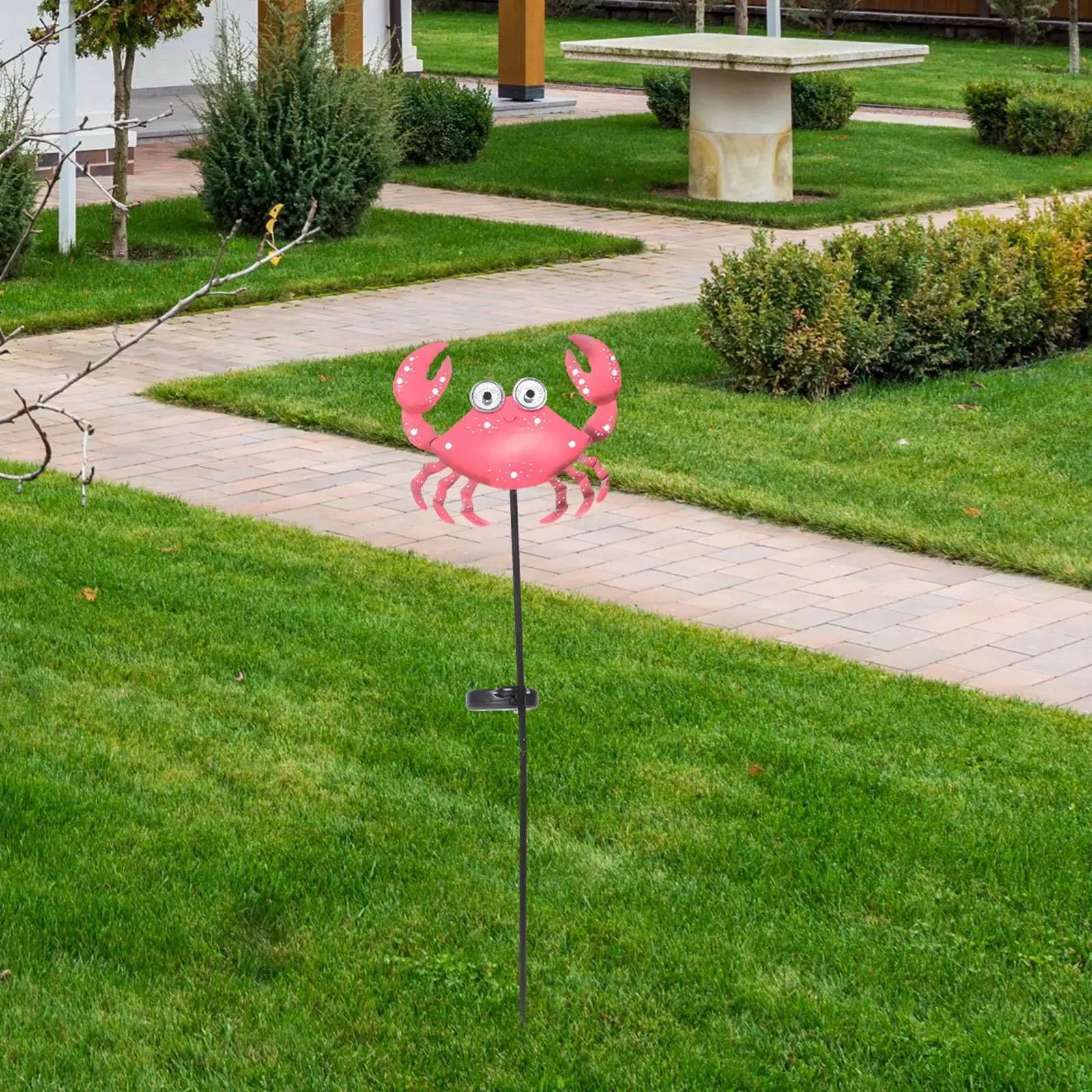 مصباح حديقة يعمل بالطاقة الشمسية على شكل سرطان البحر من الحديد المطاوع في الهواء الطلق، مقاوم للماء، منظر طبيعي ممتاز للممر والفناء والحديقة #6