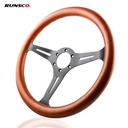 14 Inch Copy Wood Steering Wheel Imitation Wooden Classic Sports Steering Turning Wheel