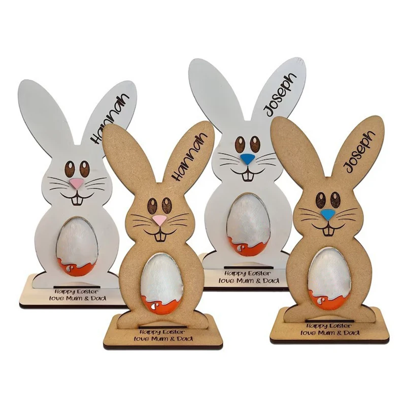 Wooden Egg Stand Bunny Egg Rack Wooden Easter Bunny Egg Holder For Kinder Eggs Personalized Table For Kids For Chocolate