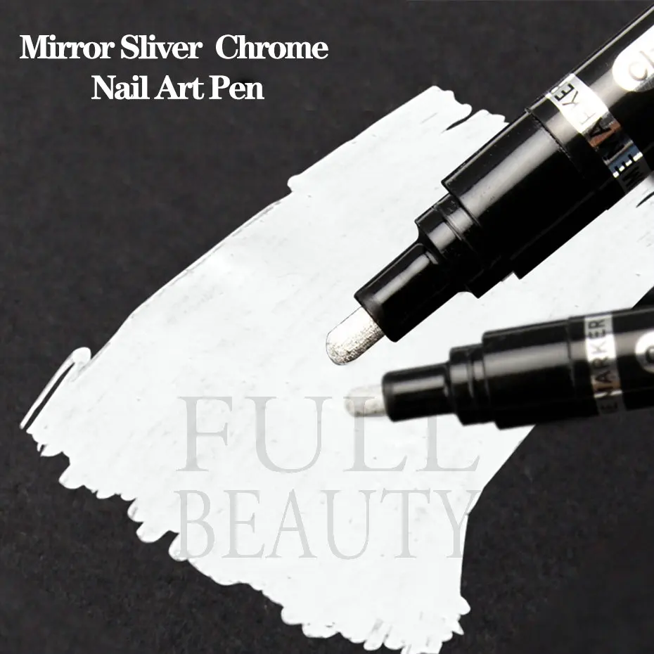 Silver Nail Graffiti Pen Chrome Mirror Effect Metallic Color Decoration Magic Pen Fast Dry Waterproof Manicure Drawing Tool #703