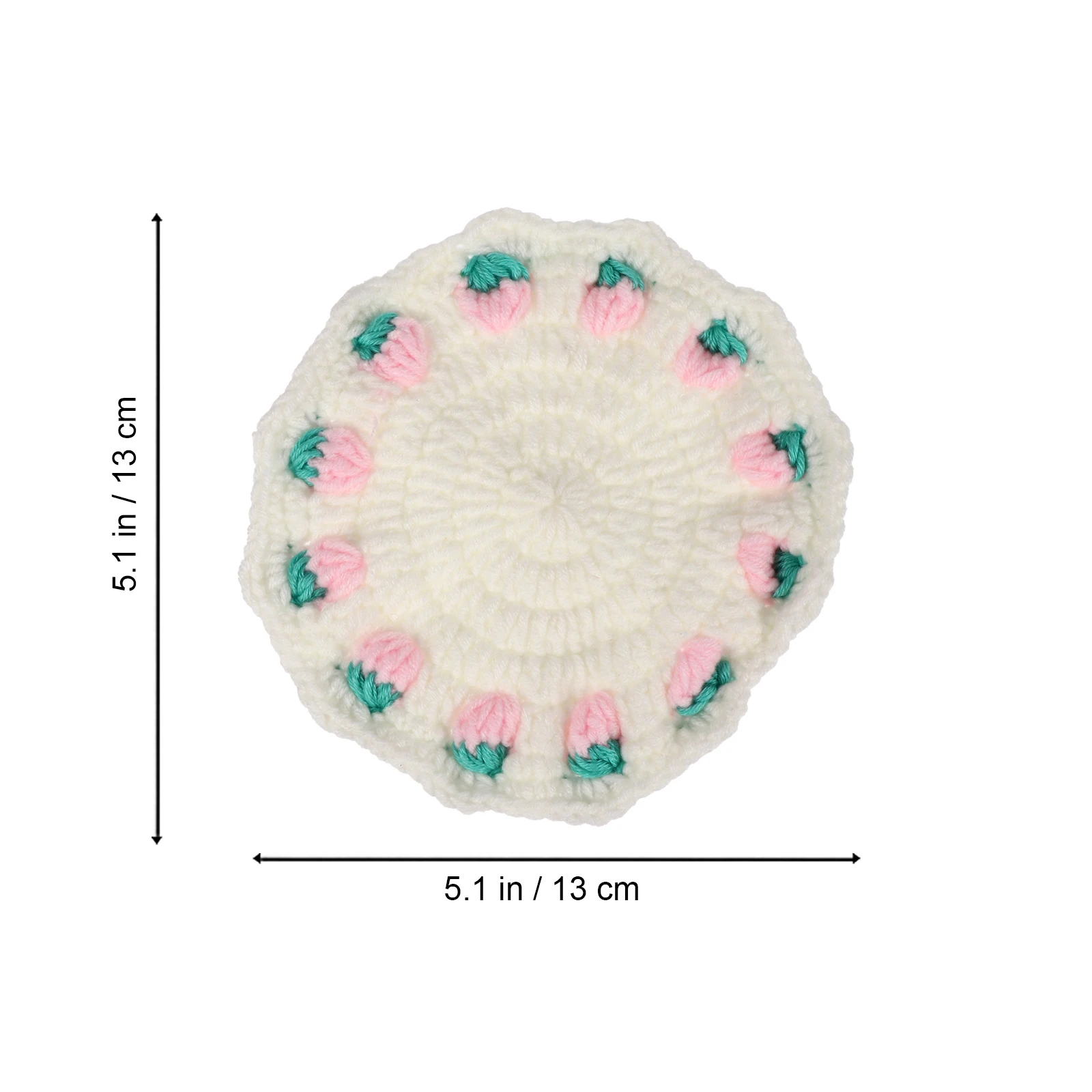 

5pcs Strawberry Coaster Round Placemats Woven Cup Mats Tea Yarn Handmade Tablepads Mug Holder Braided Coaster Reusable