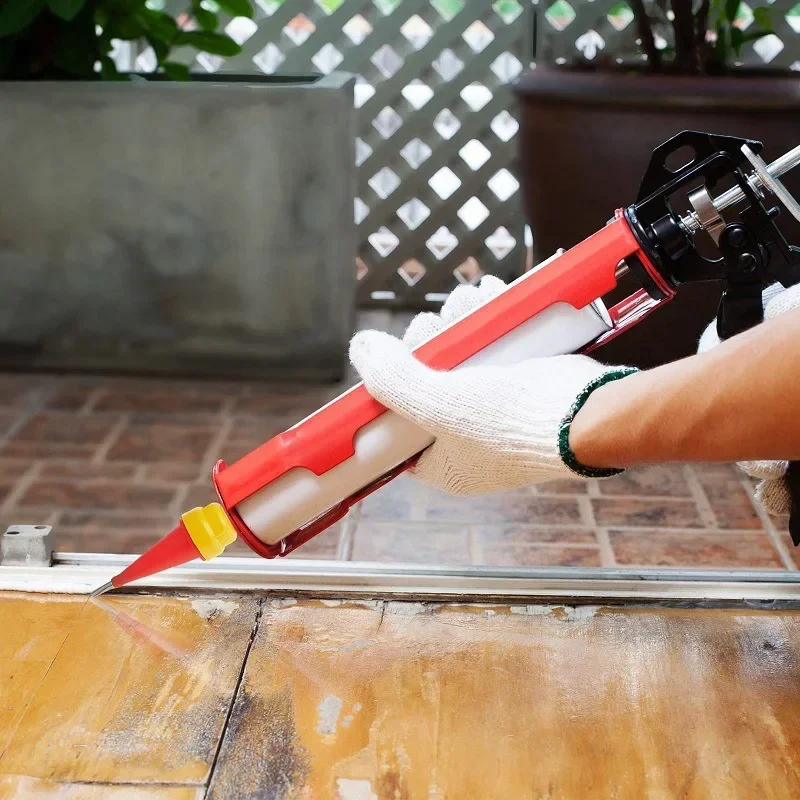Stainless Steel Glue Gun Caulk Nozzle Applicator Suit with Base for Bathroom Kitchen Doors and Windows Gap Sealing Spray Nozzle