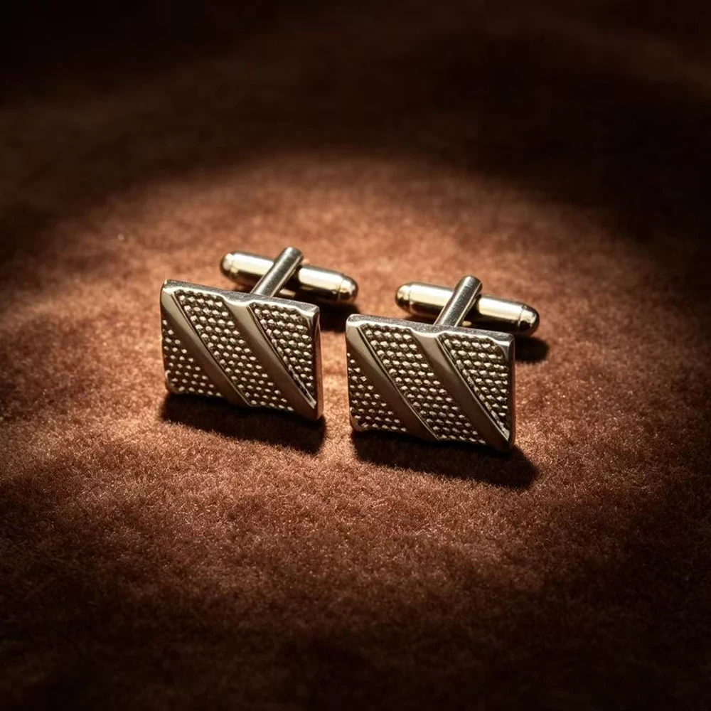 Gunmetal Black Square Diagonal Textured Cufflinks Classic Engraved Stripe Cuff Links for Men French Dress Shirt Business Wedding