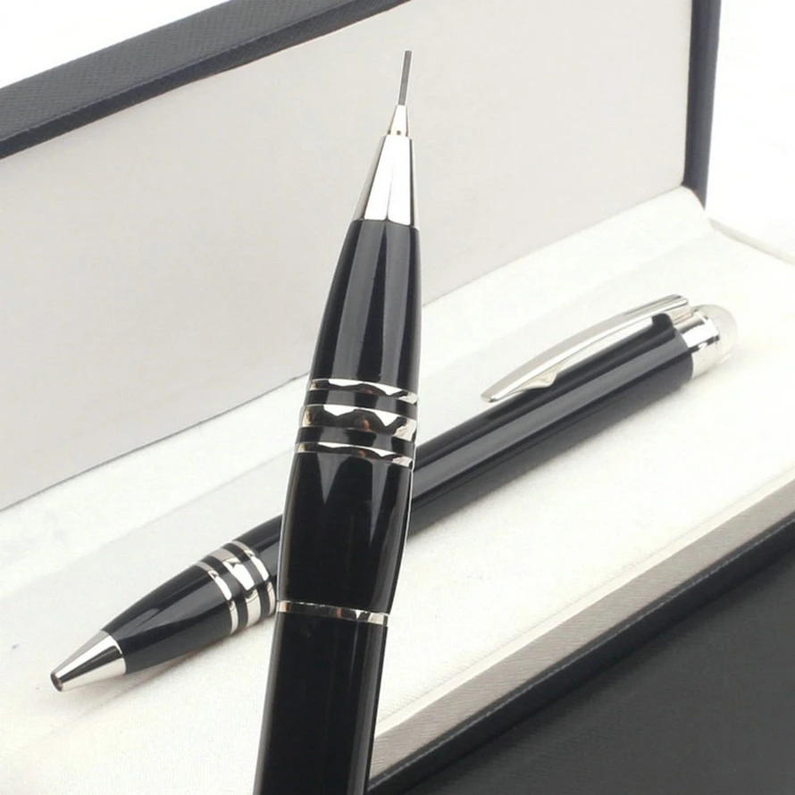 

Limited Edition MB Mechanical Pencil Black Resin Gold Clip Special Design Checkerboard Pencils Series Number Metal Writing