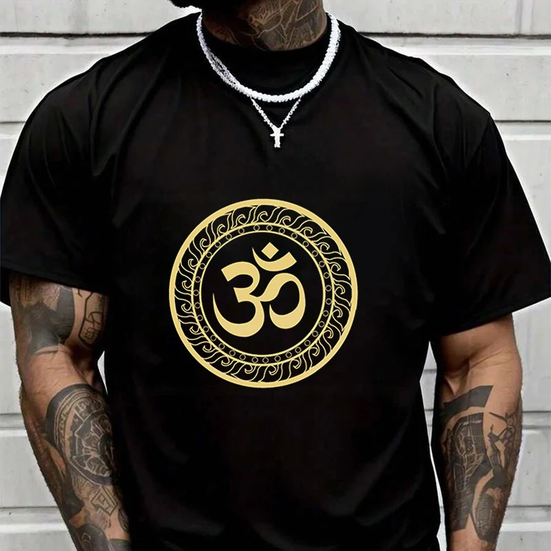 

Om Ohm Aum Symbol Creative Print T Shirt Summer Short-sleeved Casual Tee Men Women Streetwear Loose T-shirt