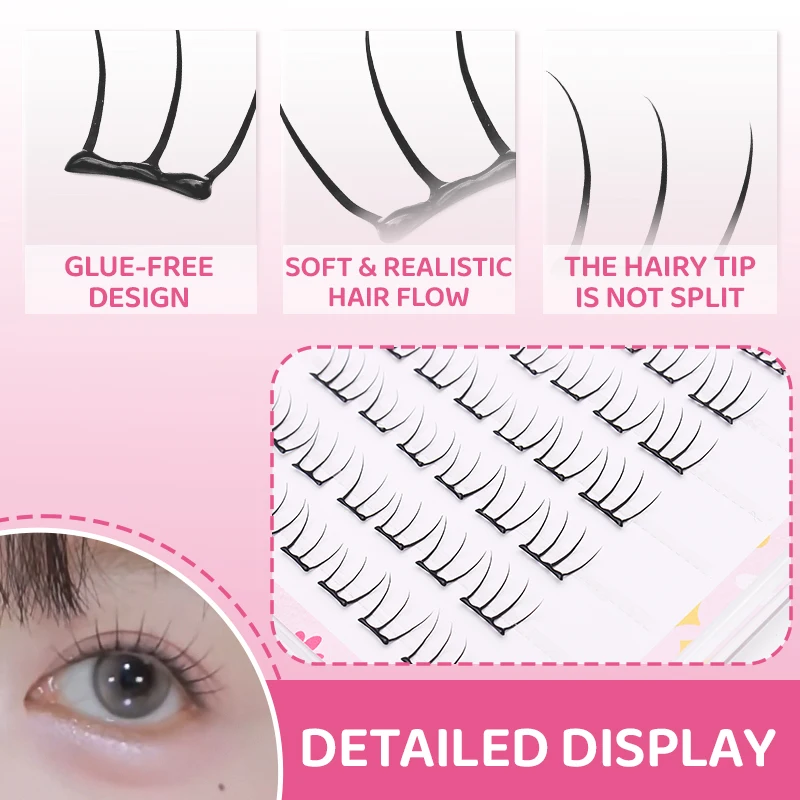 DINGSEN 10 Reihen Idol Lashes Selbstklebende Wimpern Natürliche Lange Anime Kleberfreie Cluster-Wimpern Make-up Korea Wimpern – Detail 3