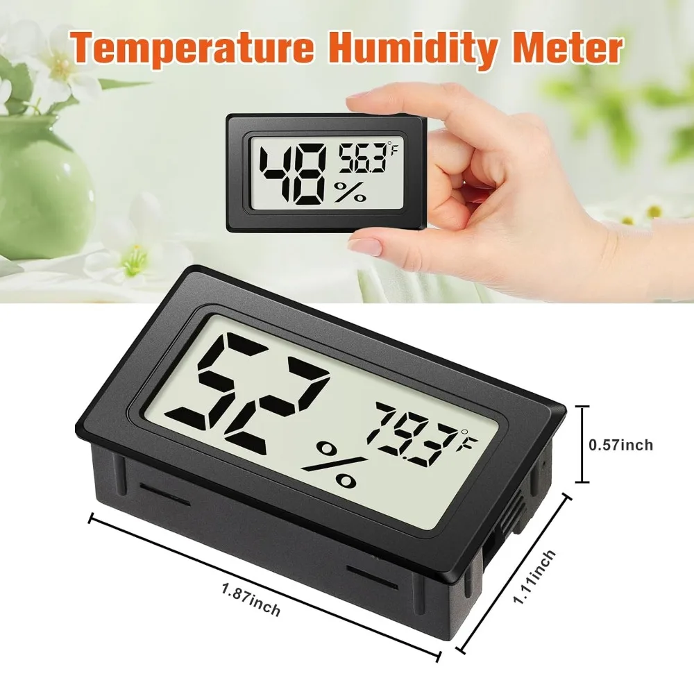 6 Pack Mini Hygrometer Thermometer, Indoor Humidity Meter with Fahrenheit Display for Reptile Tank, Mason Jars, Greenhouse