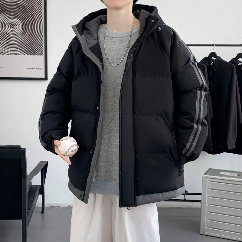 

Мужская зимняя куртка свободного кроя из утолщенного хлопка, большого размера, повседневная, с принтом, с капюшоном, верхняя одежда, модная, для пар