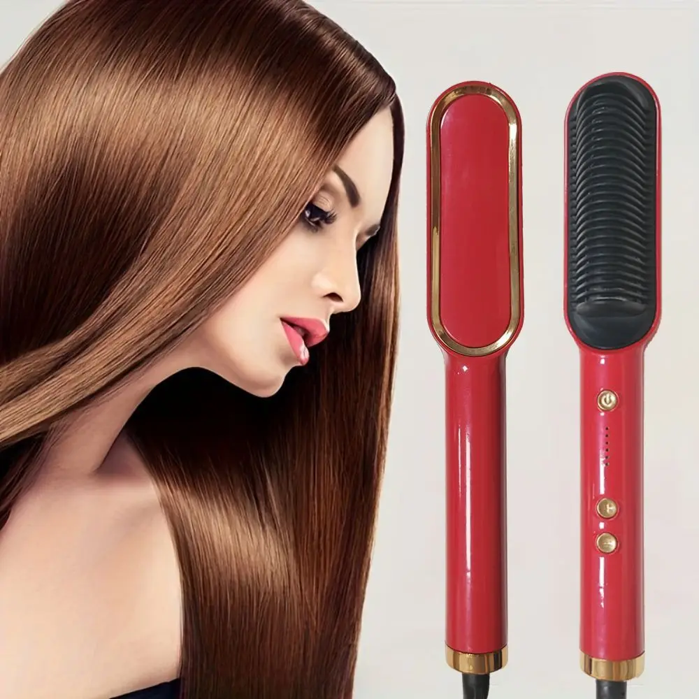 Professional Heating Comb Hair Straightener Comb Negative Ion[Upgraded] Portable And Convenient Straightening Brus with US Plug