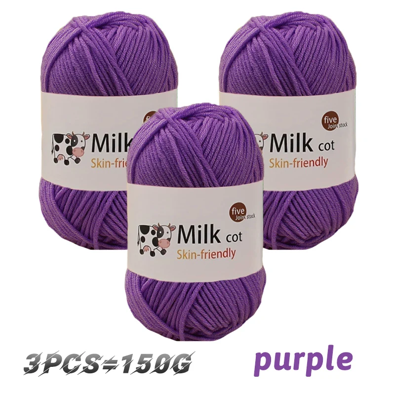 150 g 5-strängiges Milchgarn, handgefertigt, mitteldick, zum Selbermachen, gewebt, für Puppen, Pullover, Blumenmütze, Schal, Garnball
