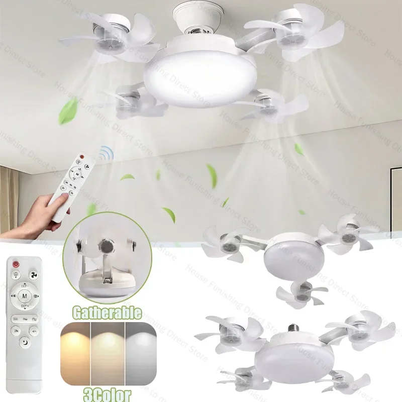 

Drone Fan with LED Lantern Remote Control 2 In 1 Ceiling fan light3 Gears Electric Cordless Fan Dining Room Bedroom Living Room