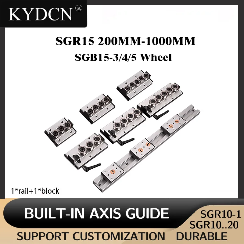 SGR15 Dual-axis Linear Guide Rail+High Slide Rail Block SGB15-3/4/5 Wheel with Lock Slider,Factory Direct Sales Hot 200mm-1000mm