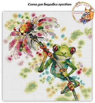 

frogs and daisies 34-34 Cross Stitch Ecological Cotton Thread Embroidery Home Decoration Hanging Painting Gift