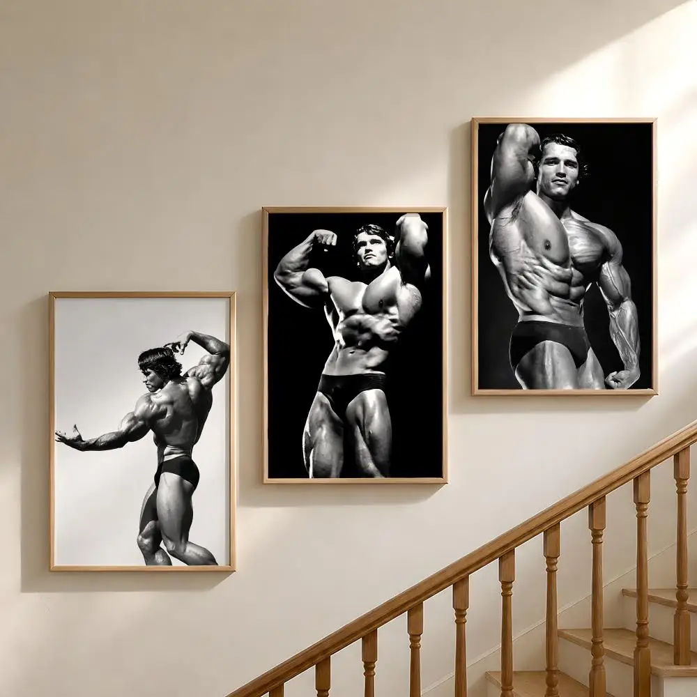 Arnold S-Schwarzenegger Black And White Poster Waterproof HD Modern Peel And Stick Wall Decor Bedroom Living Room Dorm Office