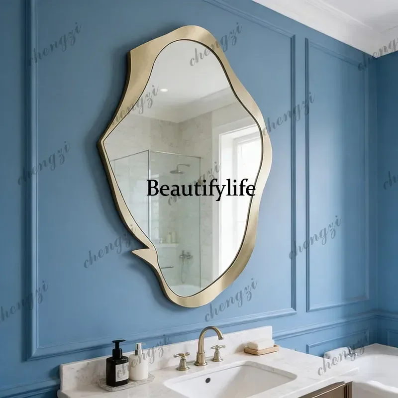 French special-shaped wall-mounted full-length mirror irregular full-length mirror art creative decorative mirror