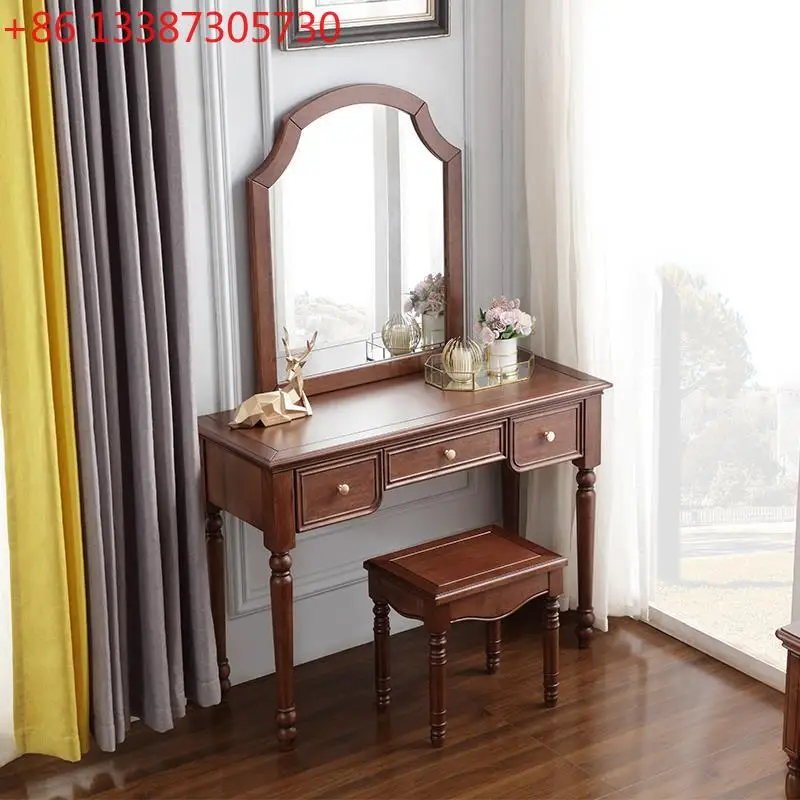 

Туалетный столик из цельного дерева в американском стиле для небольшой квартиры, туалетный столик для спальни, ретро-хранение