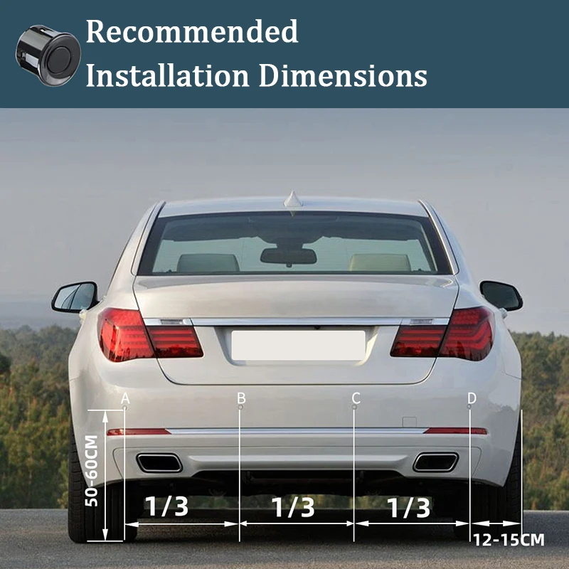 Hippcron 4-Sensoren 22mm Auto-Parksensor-Kit mit Hintergrundbeleuchtung, Rückfahrradar-Überwachung, 8 Farben, universell – Detail 5
