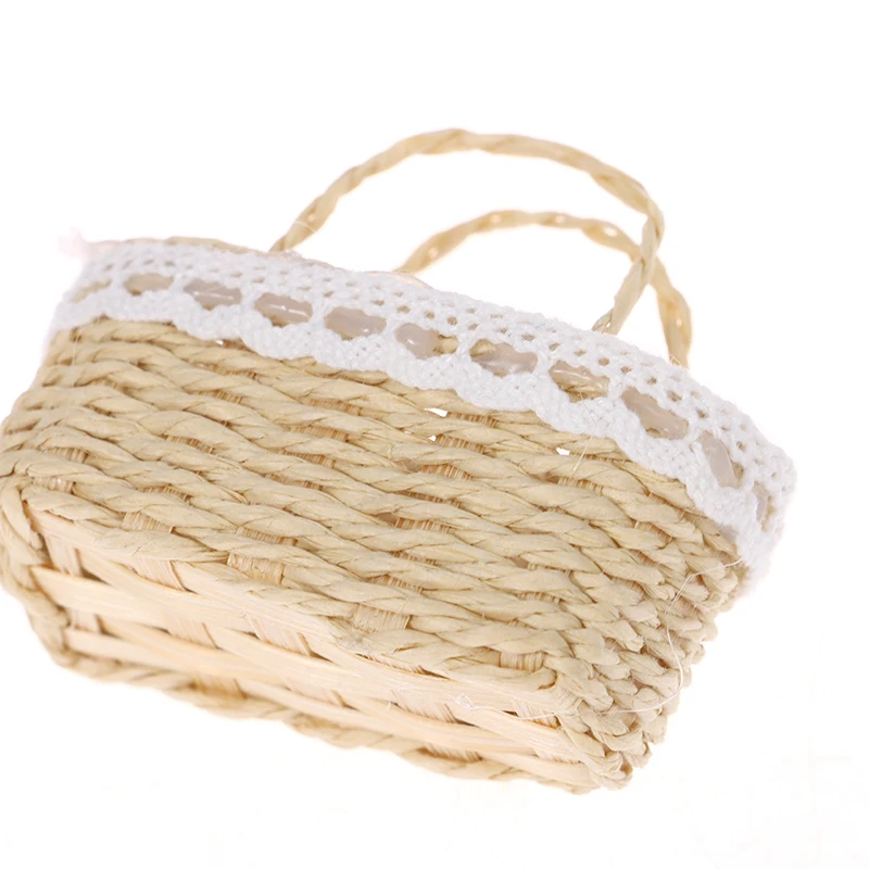High Quality Mini Cute Dollhouse Rattan Frame Hand-woven Basket Cute Toys Dolls Miniature Decoration