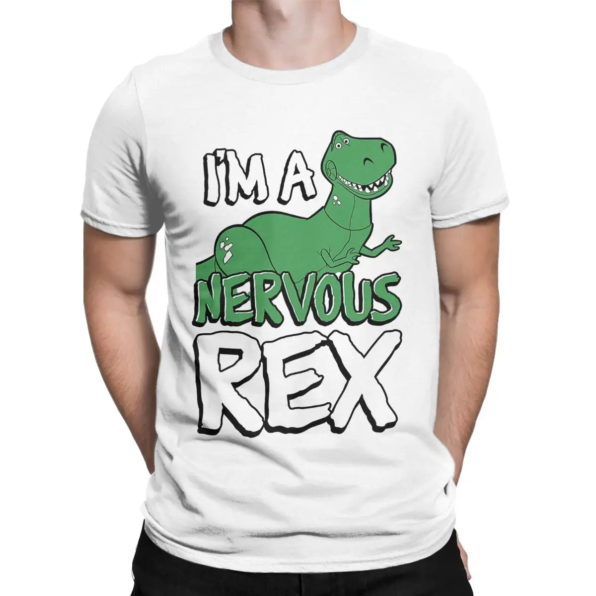 Nervous Rex Toy Story Woody T Shirts for Men Pure Cotton Creative T-Shirt Crewneck Cartoon Tees Short Sleeve Clothes Big Size