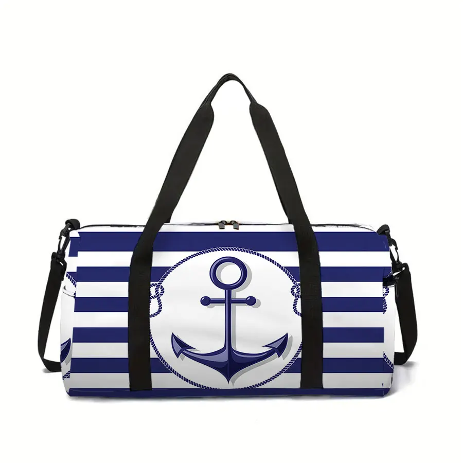 Sea Vessel Emblem Large Capacity Luggage Bag for Boy/Girl Best Gift 2D Cartoon Travel Duffels Outdoor Fitness Bag for Children