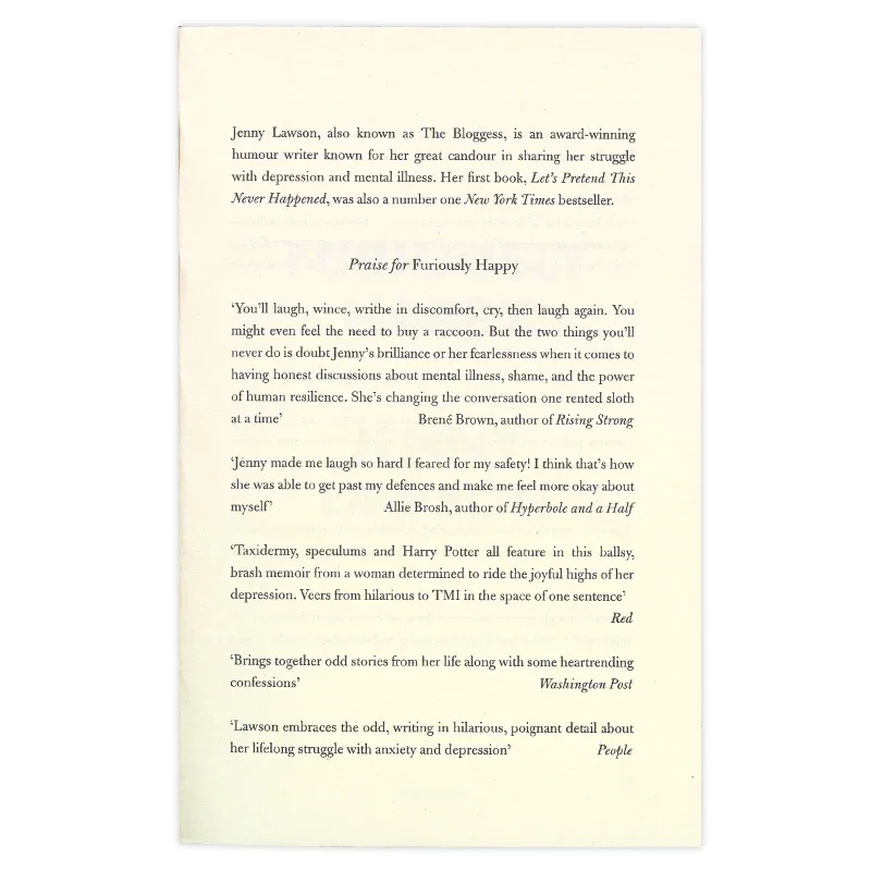Furiously Happy, Bestselling books in English, Biographical and Bildungsroman books 9781447238348