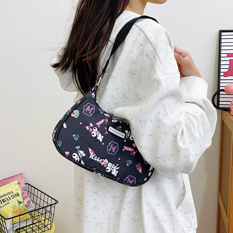 Sanrio Hello Kitty Shoulder Bag Cute Cartoon Melody Kuromi Women\'s Fashion Backpack Kawaii Y2K Wallet Underarm Handbag Girl Gift