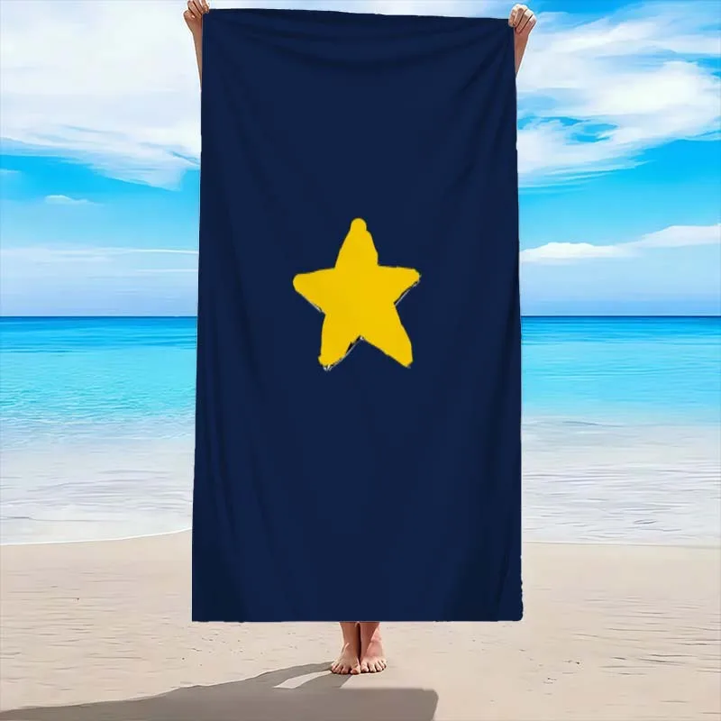 Yellow Star Beach Towel Ultra-Absorbent, Quick-Dry Polyester Towel for Beach, Pool, Bathroom, Yoga, Fitness, and Outdoor Camping