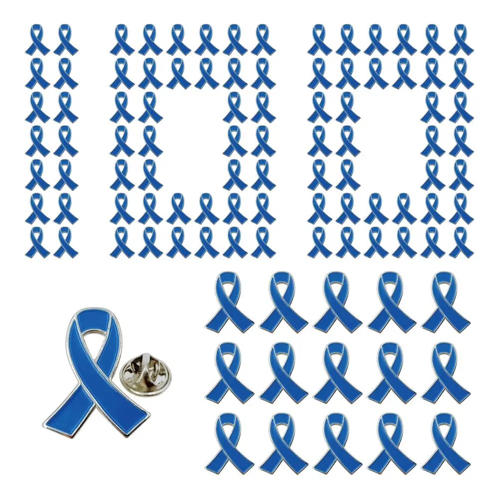Blaue Bandnadel, 5/10/50/100 Stück, Dickdarmkrebs, Prostatakrebs-Bewusstseinsnadel, blaue Brosche, Emaille-Anstecknadeln – Detail 9