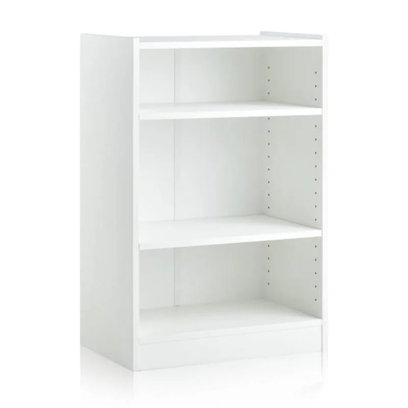 

3-Tier Bookcase Open Display Rack Cabinet with Adjustable Shelves-White