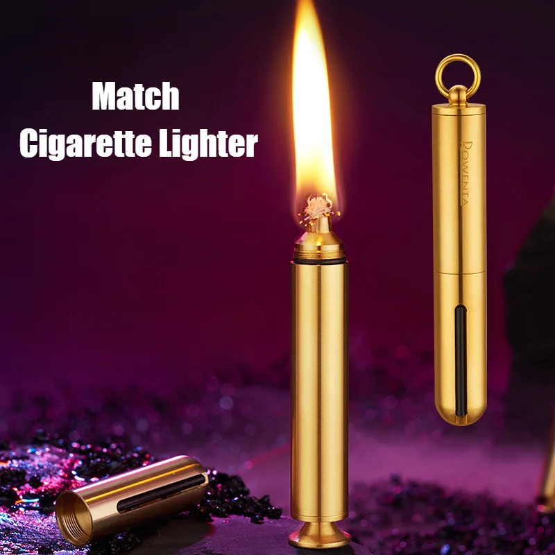 Brass 10000 Times Match Lighter Key Ring Tobacco Pressing Rod Copper Cigarette Lighters&Smoking Accessories Factory Direct Sales