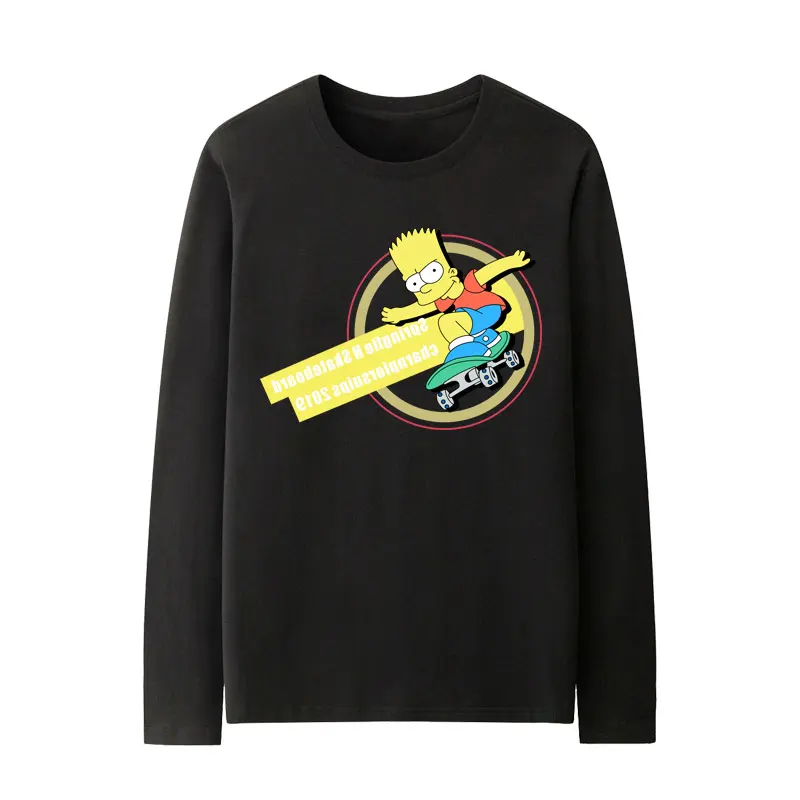 Disney The Simpsons family 2024 Fall New Streetwear Anime Fashion Casual Trend Men's Round Neck Long Sleeve T Shirt Y2K