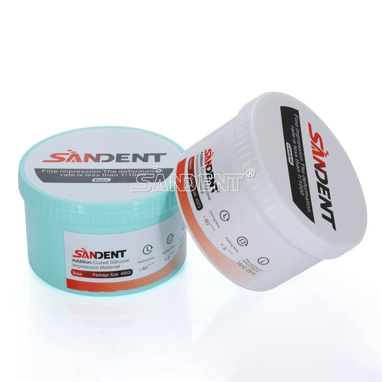 

2Pcs*400g Dental Impression Material Silicone Putty Soft Base Catalyst Fast Set