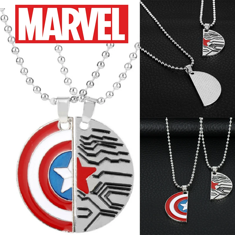 Marvel Couple Necklace Cartoon Anime Captain America Shield Pendant Fashion Trend Creative Couple Jewelry Valentine\'s Day Gift