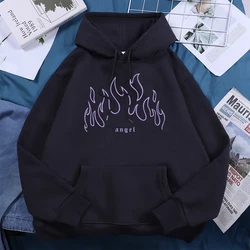 Angel Purple Fire Printed Tracksuit Women Image Novelty Fashion Hoody Comfortable Warm Hoodie Female Casual Daily Basic Clothes