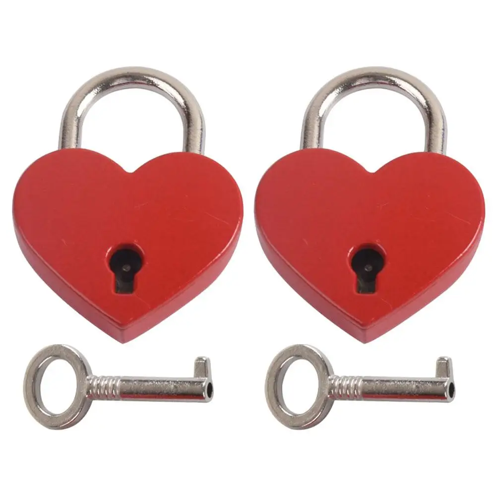 

2 set Red Heart Shaped Locks Love Locks Suitcase Padlocks Luggage Padlock Travel Padlocks Diary Book Locks Mini Locks Key Locks