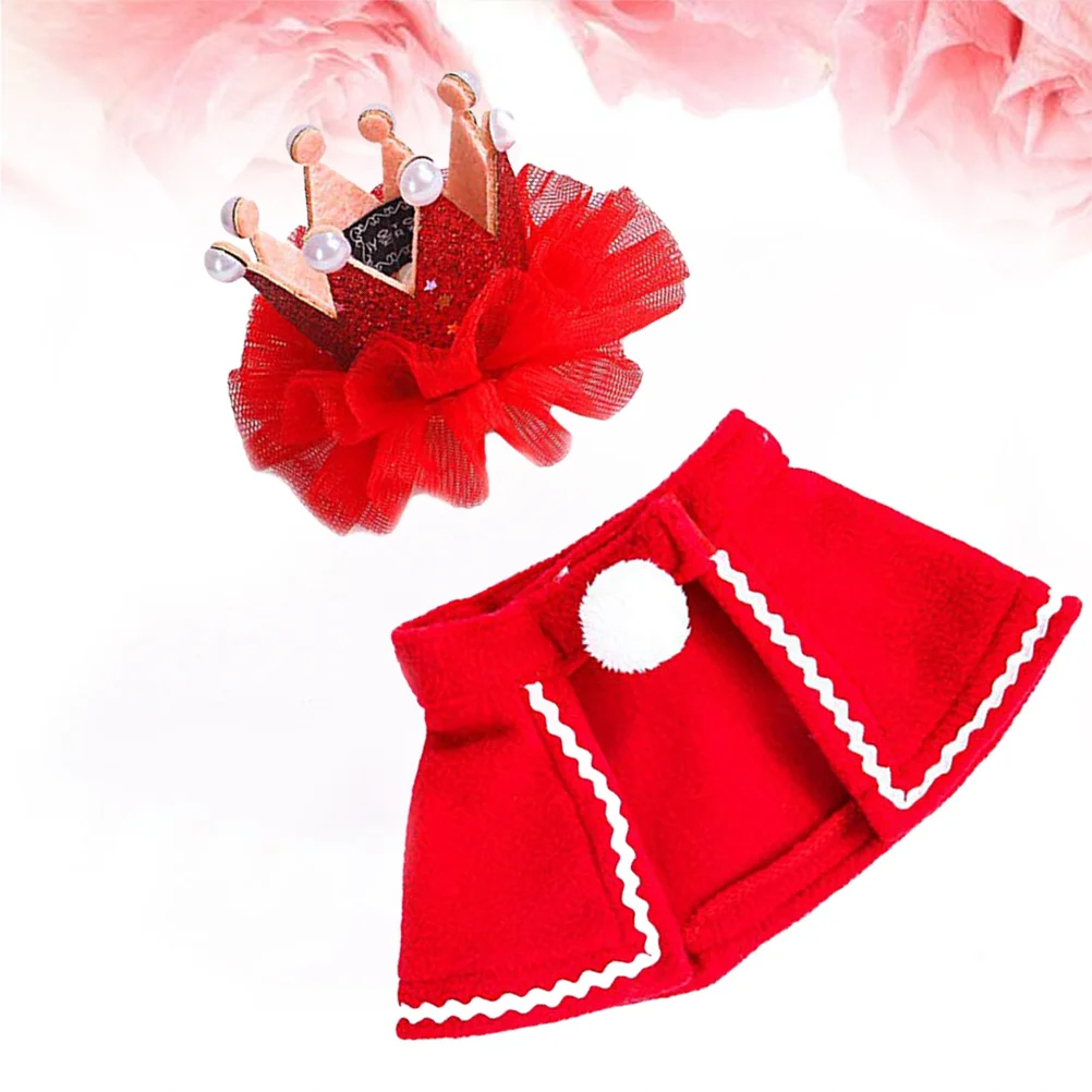 

Cat Christmas Costume Cloak and Crown Set Size M Durable Comfortable Pet Party Accessories Pet Christmas Costume