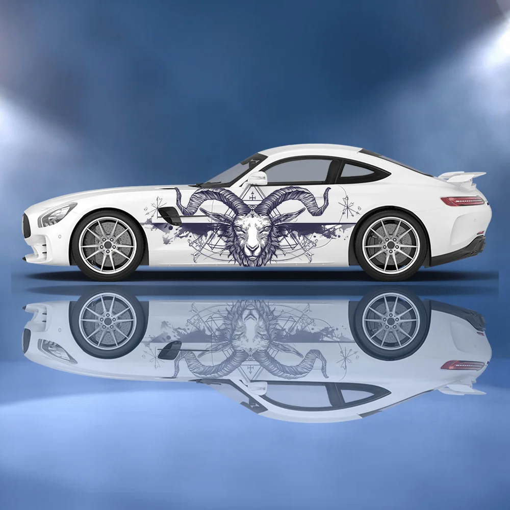

Goat Head Cross Totem Car Vinyl Wraps Decal Self-adhesive PVC Sticker Suitable for Trucks SUV Decoration Auto Accessories Gift