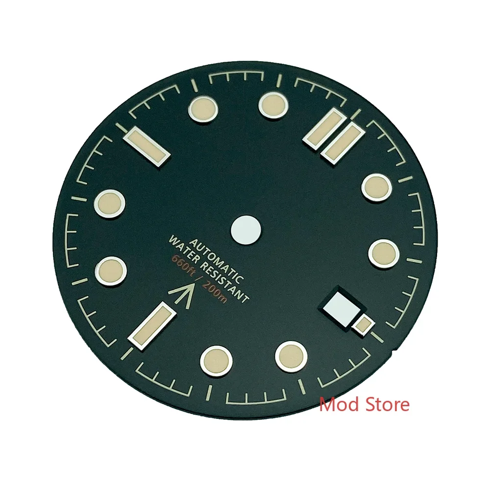 NEW 007 NO TIME TO DIE 31mm Black Sterile Watch Dial Wristwatch Plate Set For MIYOTA82 ETA2824 Mov\'t Green Lume