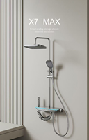 Intelligent constant temperature digital shower head set, air pressure boosting nozzle, copper body with 4 functions, piano butt