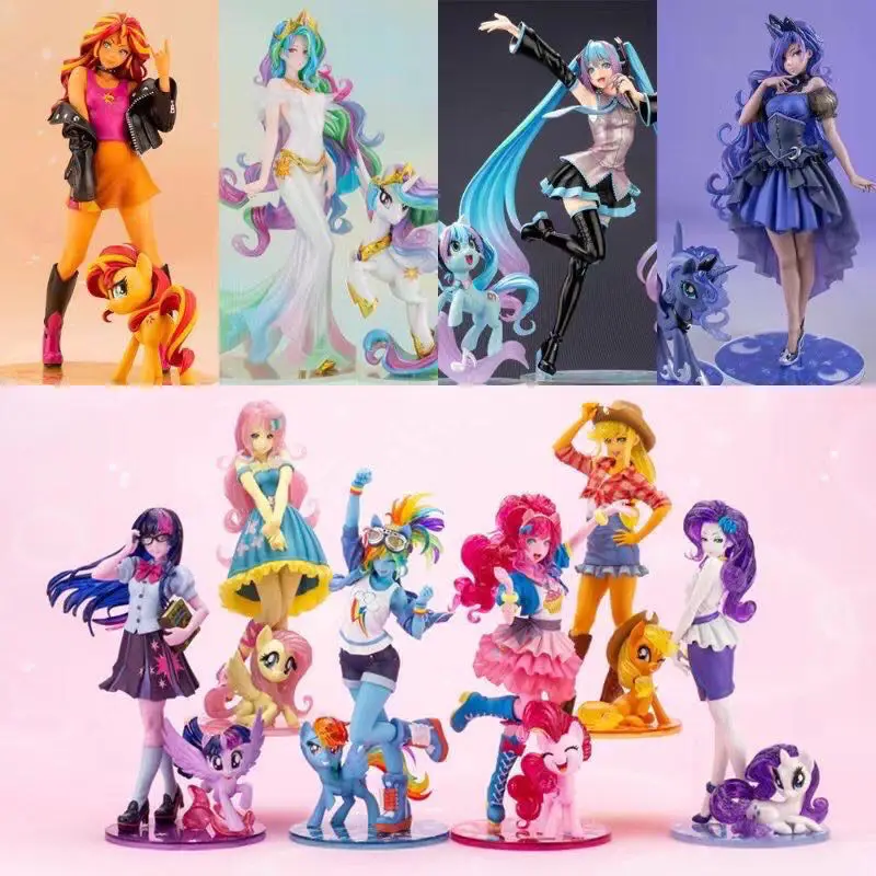 

Hot My Little Pony Rainbow Dash Anime Figure Kawai Rainbow Dash Applejack Fluttershy Twilight Sparkle Figure Model Doll Toy Gift