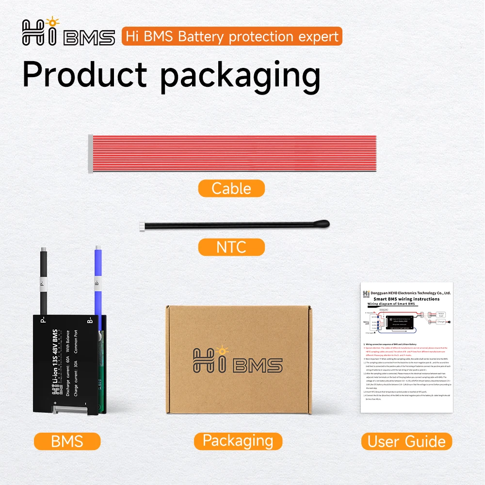 HiBMS NTC 온도 센서 밸런서, LiFepo4 bms, 4S, 12V, 8S, 리튬 이온, 6S, 7S, 10S, 13S, 18650 배터리, 30A 스쿠터