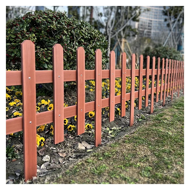 

Corrosion-Resistant Garden Fence PVC Wood-Grain Design Outdoor Guardrail Straight Villa Boundary Plastic Wood Look