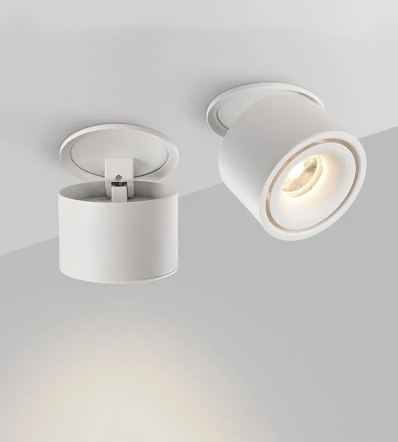 

Складной светодиодный встраиваемый светильник COB с регулируемой яркостью, черный/белый корпус, 7 Вт, 12 Вт, 15 Вт, 18 Вт, светодиодный потолочный точечный светильник для фотографий, фона