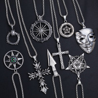 Mask Necklace Spearhead Cross Pendant Fashion Charm Sun Compass Skeleton Pentagram Sweater Chain Jewelry For Men Women Gifts