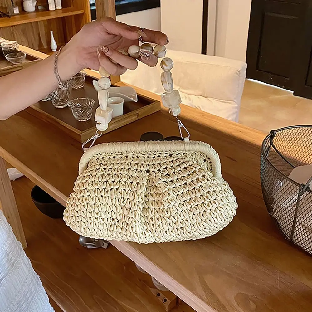 Handmade Beach Bag Fashion Straw Weaving Big Capacity Clutch Purse Woven Rattan Bag Women