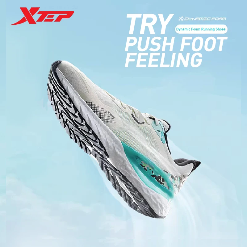 Xtep Dynamic Foam Running Shoes Men Breathable Mesh Sport Shoes Shock Absorption Non-Slip Cushioning Male Sneakers 877319110026