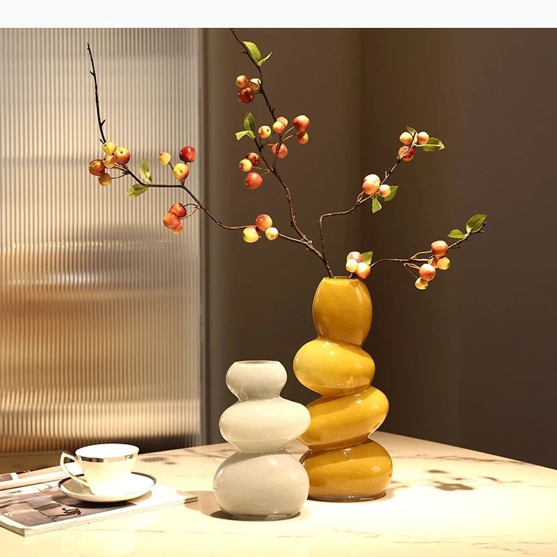 Pebble Shape Geometric Stacking Glass Vase Flower Vase Flower Arrangement Accessories Terrarium Home Decoration Accessories